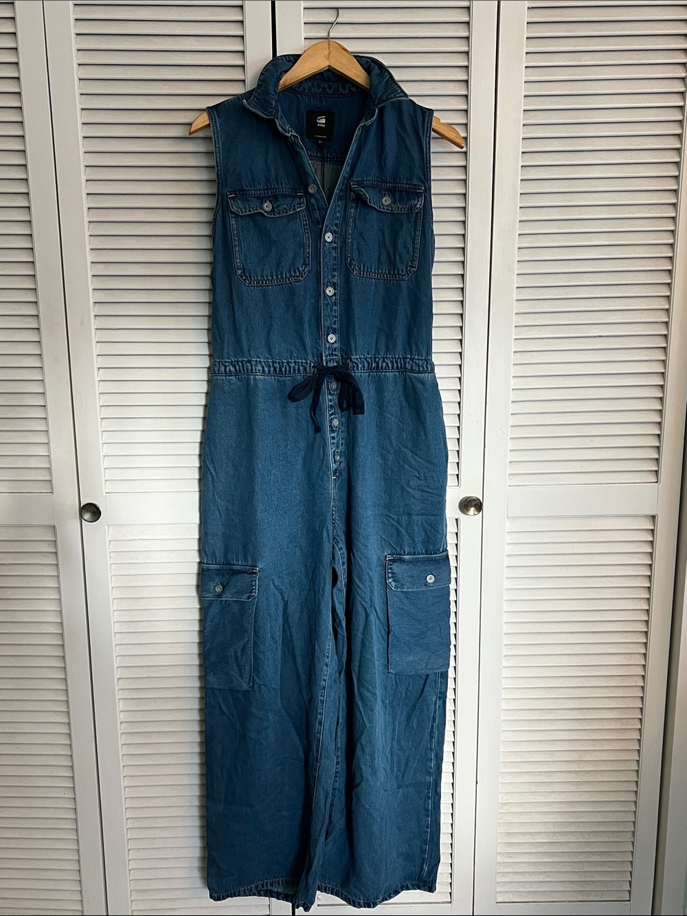 G STAR Denim Sleeveless Utility Jumpsuit - Blue